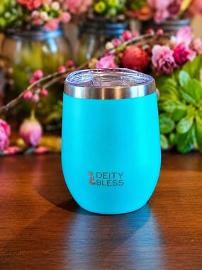 Turquoise Insulated Wine Tumbler with Lid
